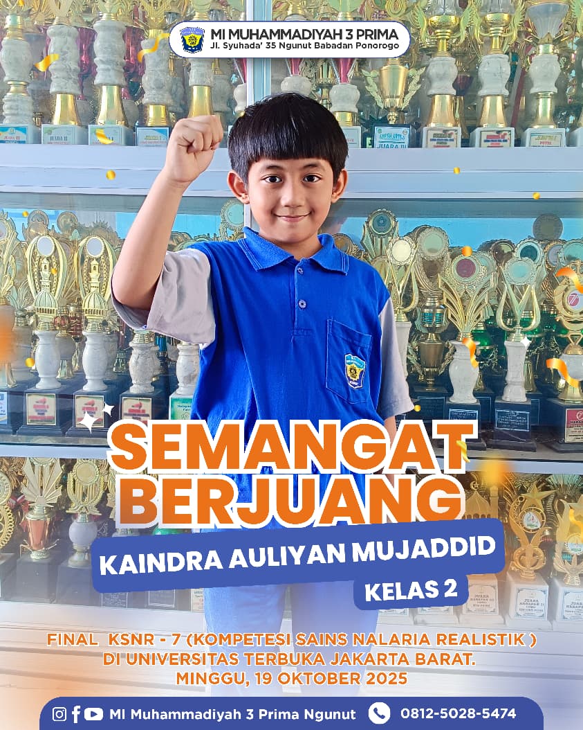 Siswa MI Muhammadiyah 3 Prima Ngunut Lolos ke Final KSNR-7 di Jakarta!